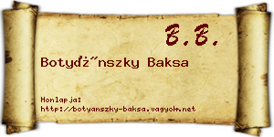 Botyánszky Baksa névjegykártya